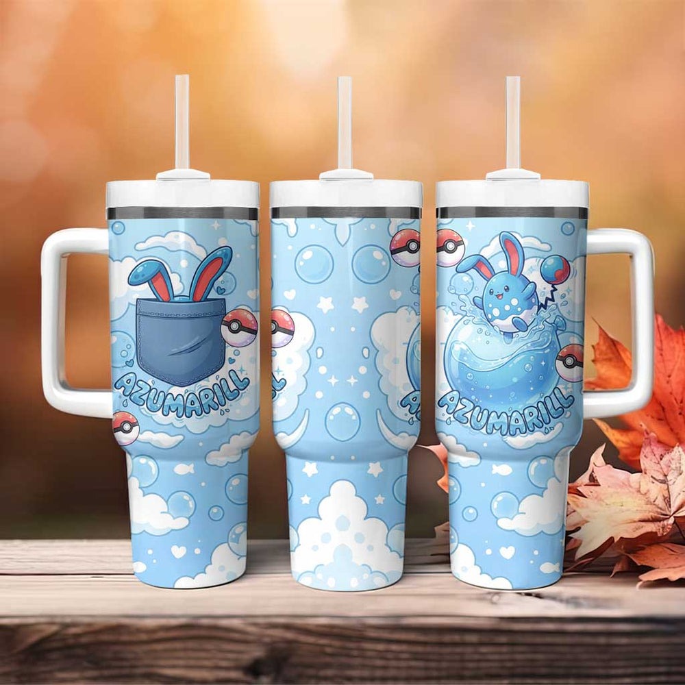 Azumarill Tumbler With Handle Dreamy Bubble Cloud Art TS04 Azumarill Tumbler With Handle Dreamy Bubble Cloud Art TS04