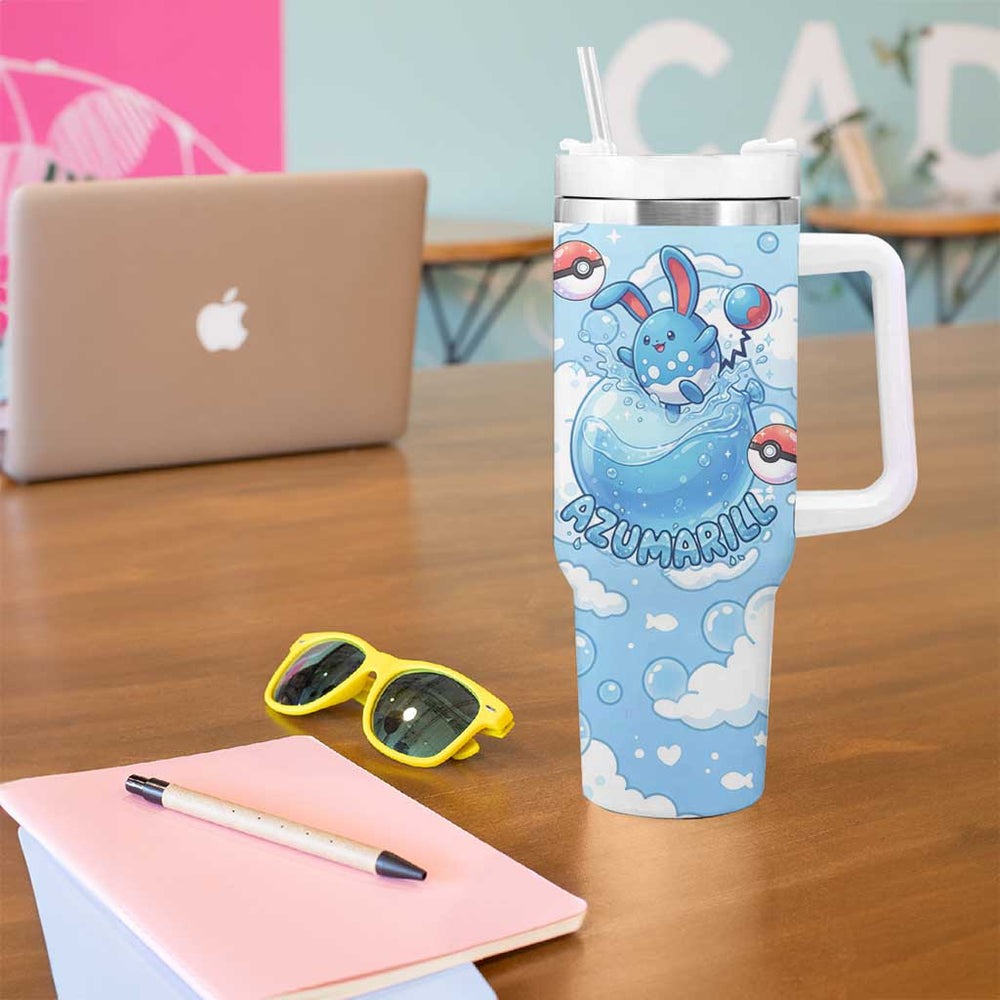 Azumarill Tumbler With Handle Dreamy Bubble Cloud Art TS04 Azumarill Tumbler With Handle Dreamy Bubble Cloud Art TS04