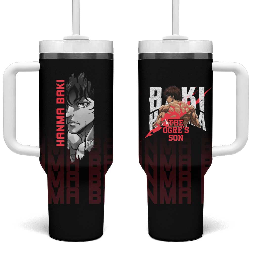 Baki Hanma The Ogre's Son Gym Theme Tumbler With Handle with Intense Anime Artwork and Muscular Back Design TS04