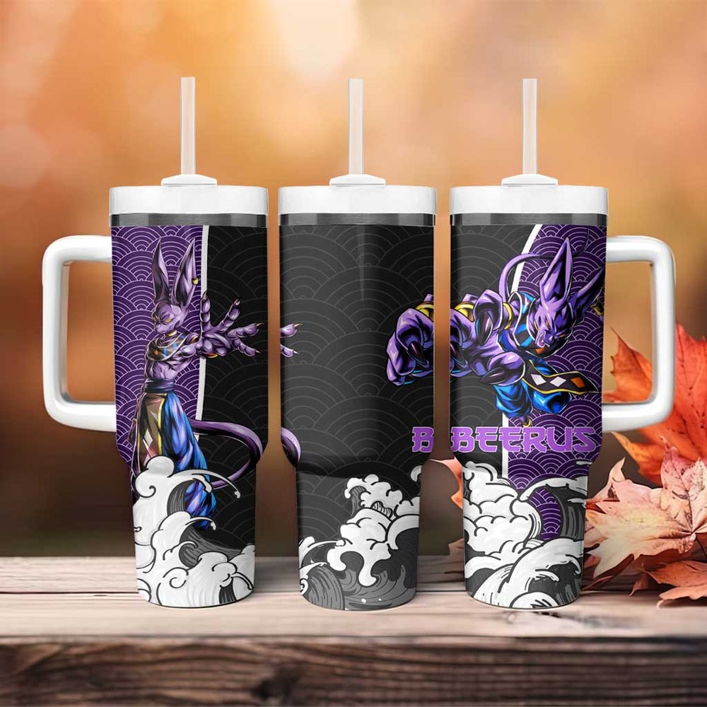 Beerus Japanese Kanagawa - Dragon Ball Tumbler With Handle Anime Japan Style TS04 Beerus Japanese Kanagawa - Dragon Ball Tumbler With Handle Anime Japan Style TS04
