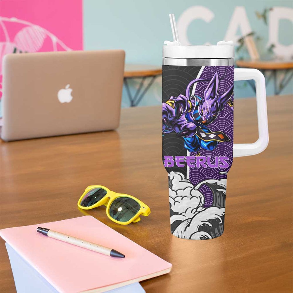 Beerus Japanese Kanagawa - Dragon Ball Tumbler With Handle Anime Japan Style TS04 Beerus Japanese Kanagawa - Dragon Ball Tumbler With Handle Anime Japan Style TS04