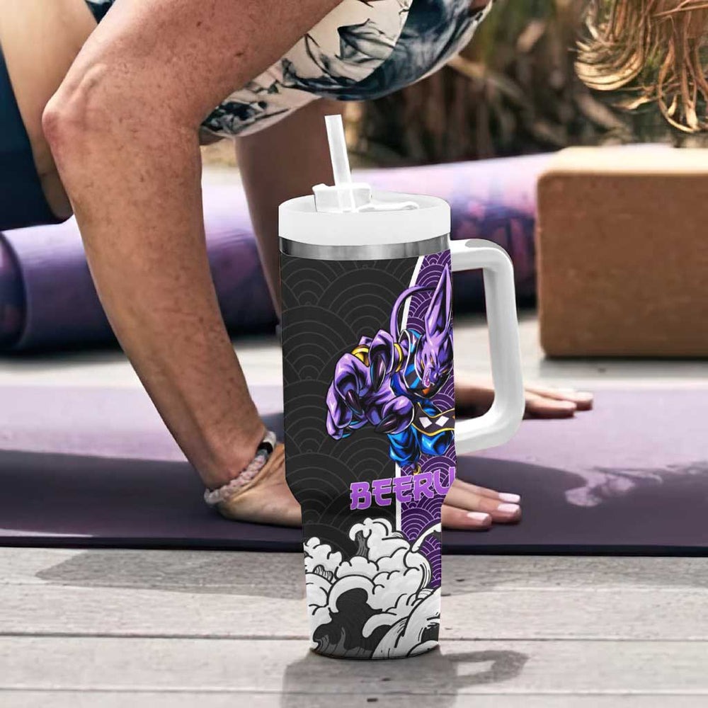 Beerus Japanese Kanagawa - Dragon Ball Tumbler With Handle Anime Japan Style TS04 Beerus Japanese Kanagawa - Dragon Ball Tumbler With Handle Anime Japan Style TS04