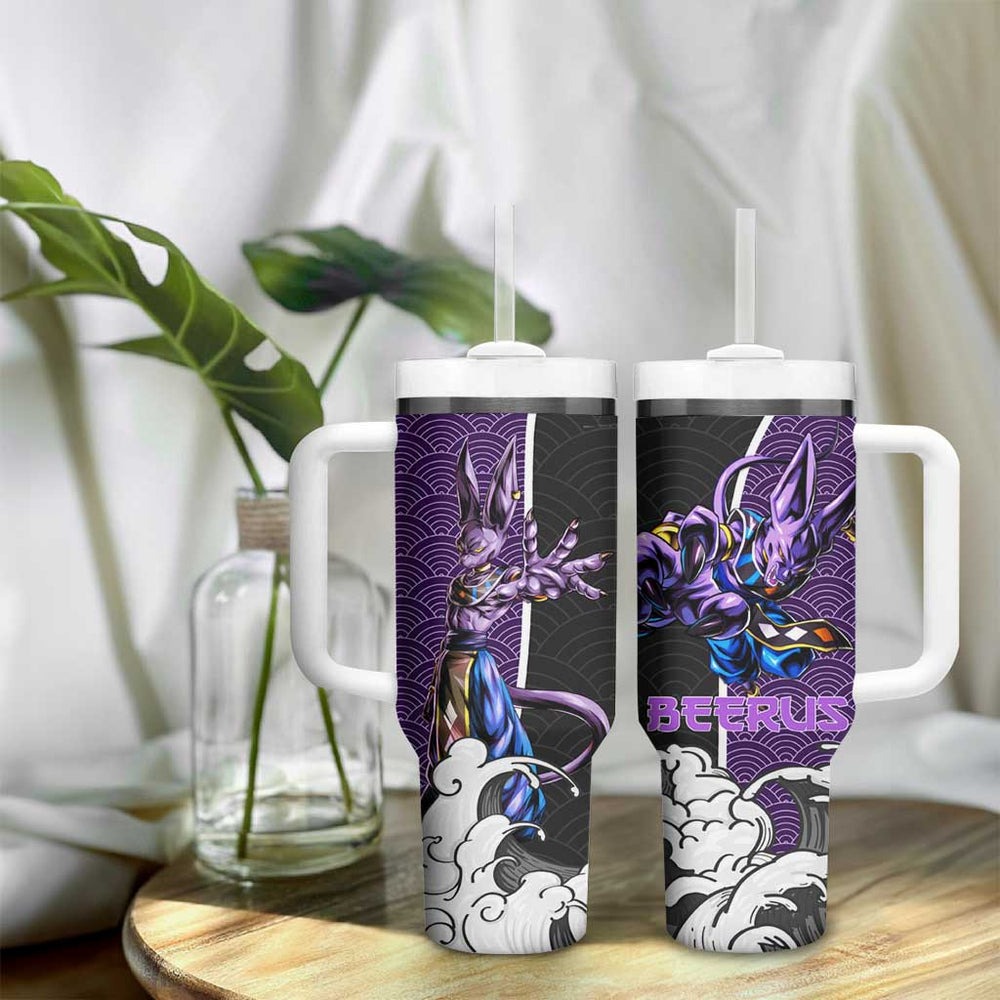 Beerus Japanese Kanagawa - Dragon Ball Tumbler With Handle Anime Japan Style TS04 Beerus Japanese Kanagawa - Dragon Ball Tumbler With Handle Anime Japan Style TS04
