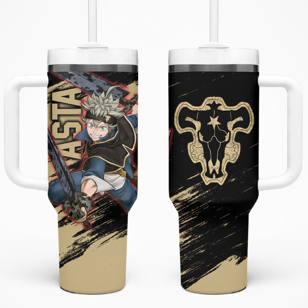 Black Bull Asta Tumbler With Handle Black Clover Anime TS04 Black Bull Asta Tumbler With Handle Black Clover Anime TS04