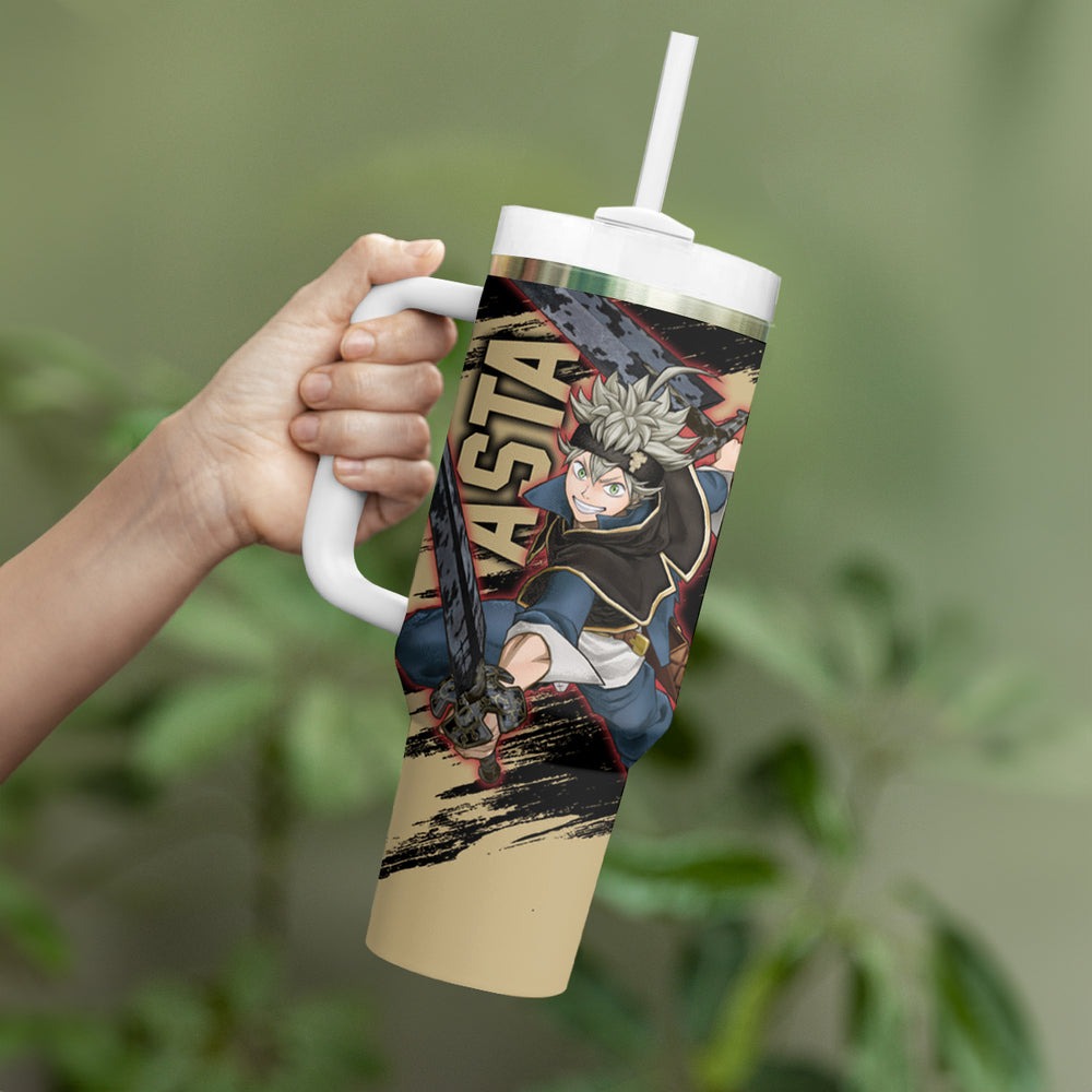 Black Bull Asta Tumbler With Handle Black Clover Anime TS04 Black Bull Asta Tumbler With Handle Black Clover Anime TS04