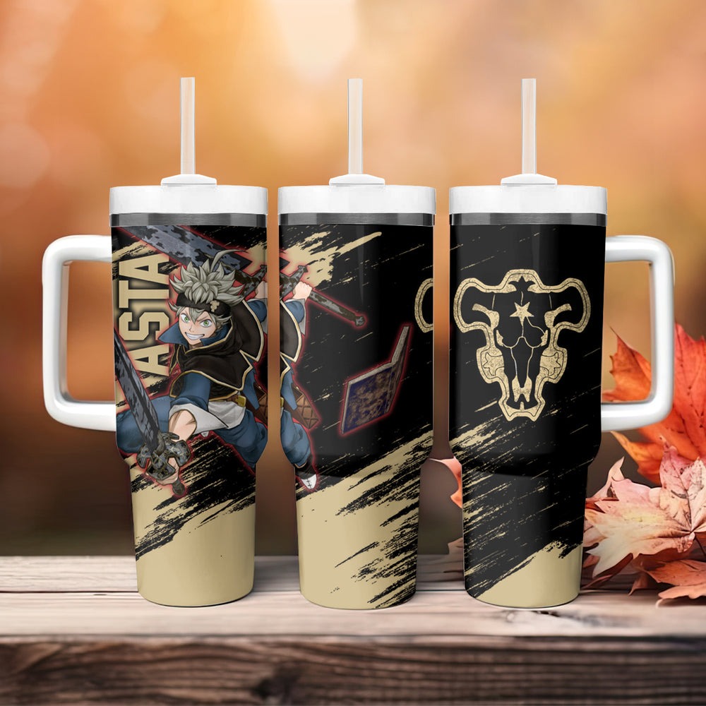 Black Bull Asta Tumbler With Handle Black Clover Anime TS04 Black Bull Asta Tumbler With Handle Black Clover Anime TS04
