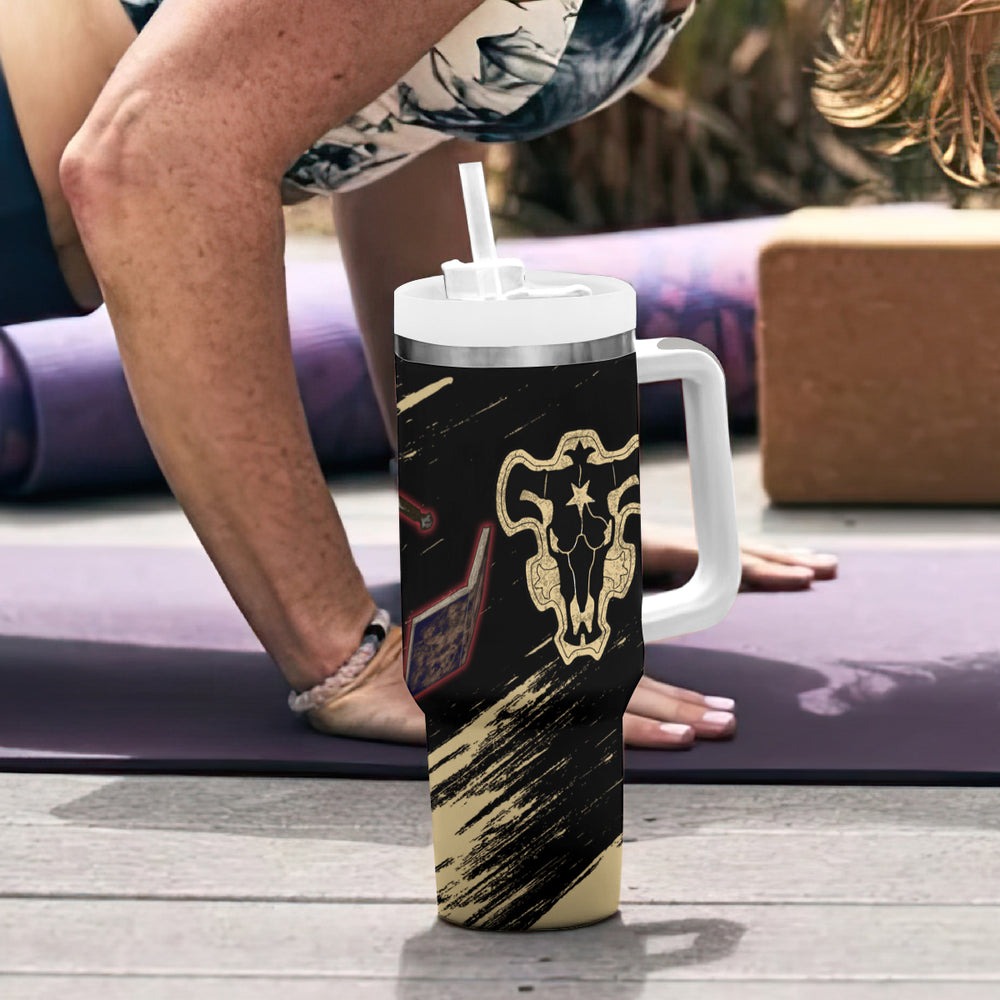 Black Bull Asta Tumbler With Handle Black Clover Anime TS04 Black Bull Asta Tumbler With Handle Black Clover Anime TS04