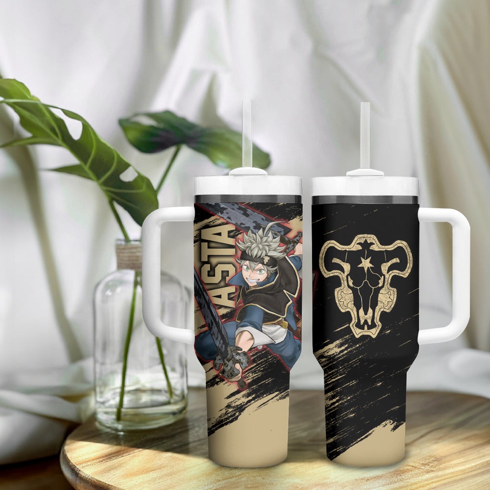 Black Bull Asta Tumbler With Handle Black Clover Anime TS04 Black Bull Asta Tumbler With Handle Black Clover Anime TS04