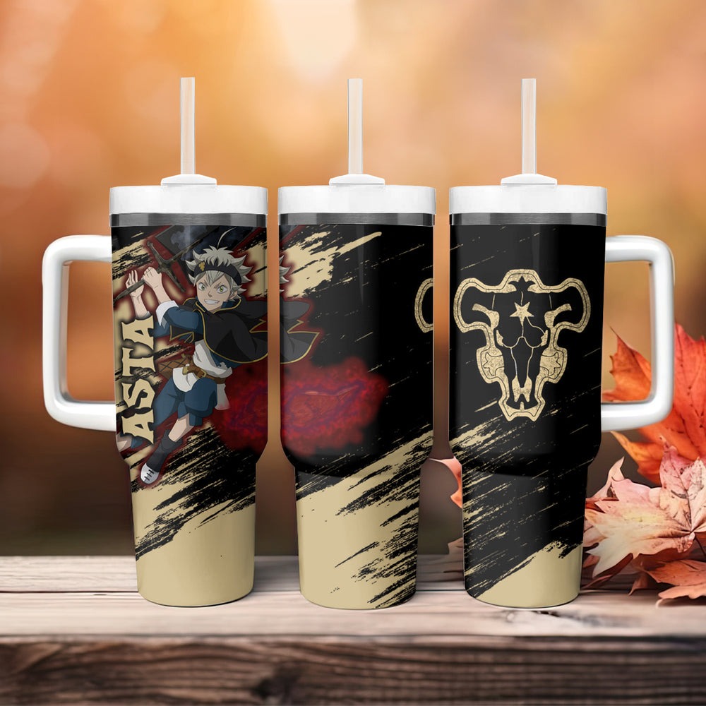 Black Bull Devil Asta - Anime Tumbler With Handle Black Clover Anime TS04 Black Bull Devil Asta - Anime Tumbler With Handle Black Clover Anime TS04
