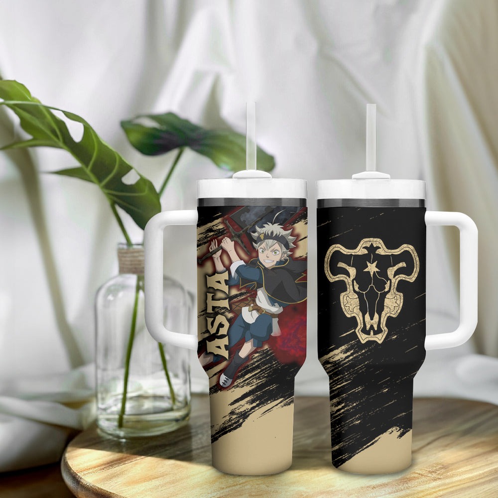 Black Bull Devil Asta - Anime Tumbler With Handle Black Clover Anime TS04 Black Bull Devil Asta - Anime Tumbler With Handle Black Clover Anime TS04
