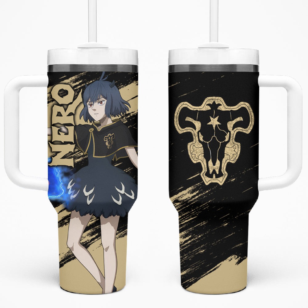 Black Bull Nero Tumbler With Handle Black Clover Anime TS04 Black Bull Nero Tumbler With Handle Black Clover Anime TS04