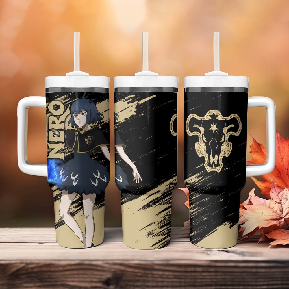 Black Bull Nero Tumbler With Handle Black Clover Anime TS04 Black Bull Nero Tumbler With Handle Black Clover Anime TS04
