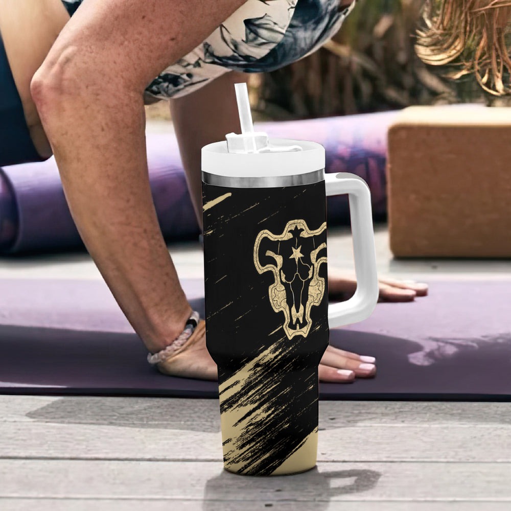 Black Bull Nero Tumbler With Handle Black Clover Anime TS04 Black Bull Nero Tumbler With Handle Black Clover Anime TS04