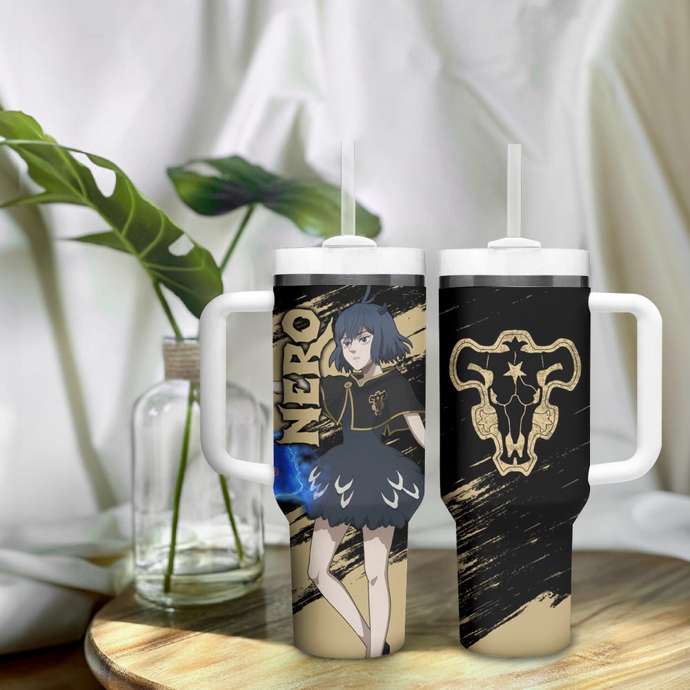 Black Bull Nero Tumbler With Handle Black Clover Anime TS04 Black Bull Nero Tumbler With Handle Black Clover Anime TS04