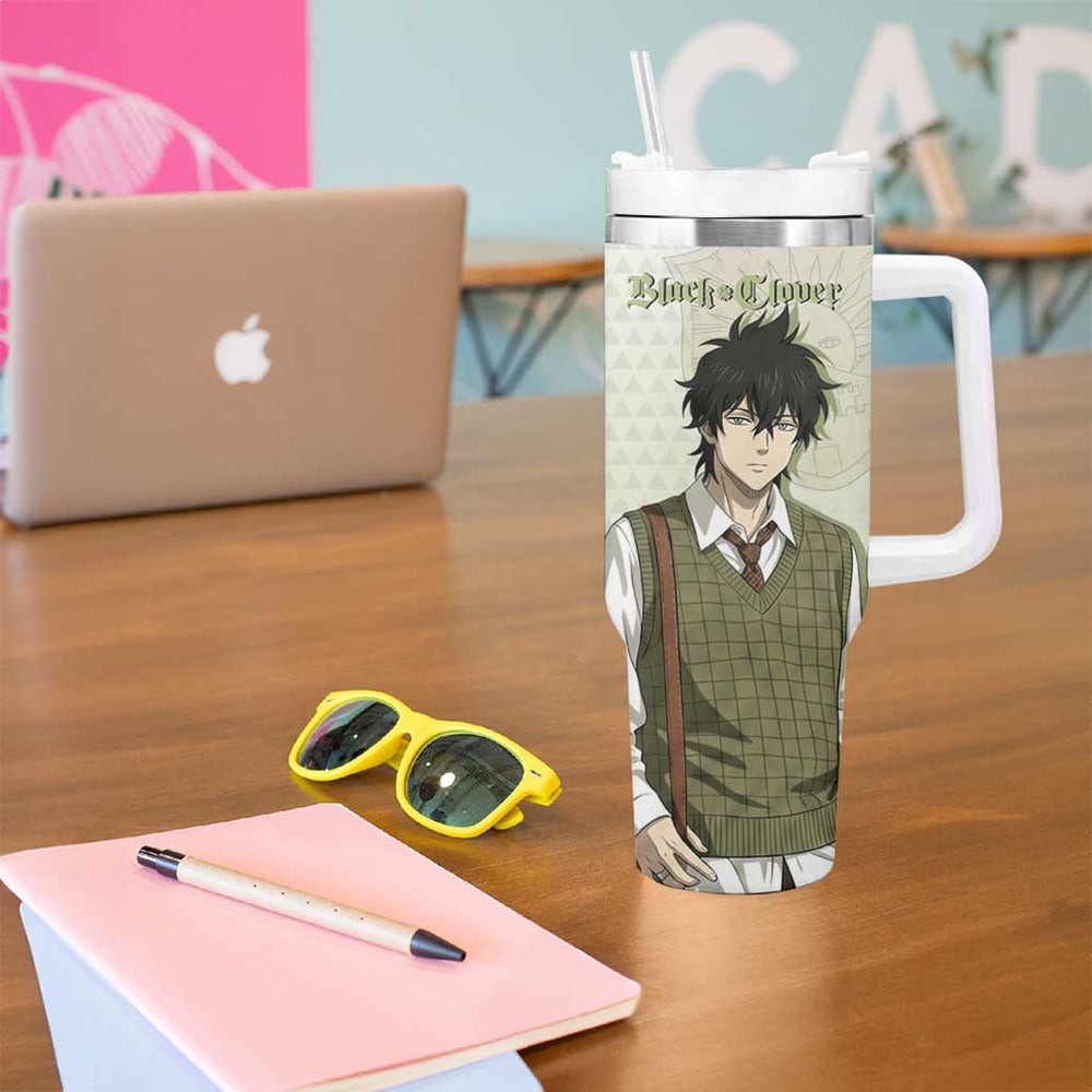 Black Clover Yuno Tumbler With Handle Vintage Scholar Anime Style TS04