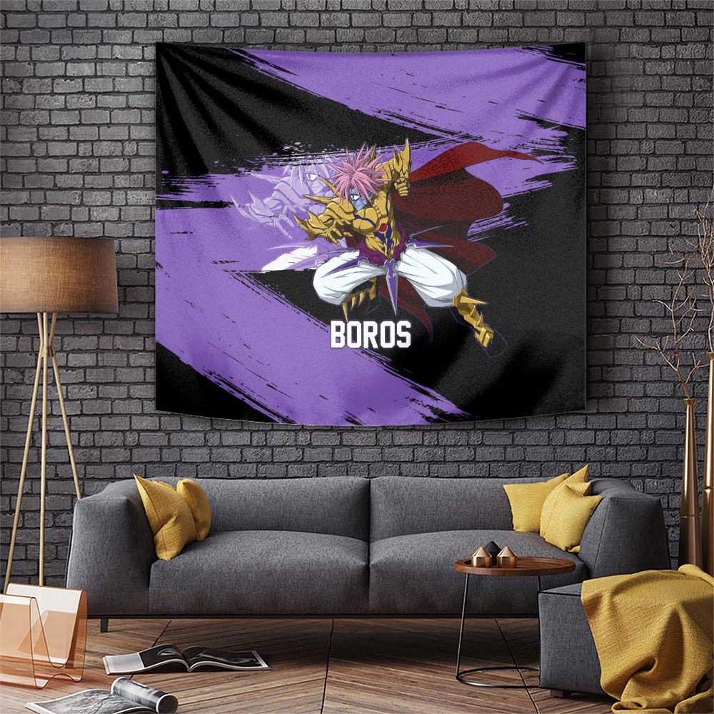 Boros One Punch Man Anime Purple and Black Theme Tumbler With Handle with Galactic Overlord Design and Intense Battle Stance TS04