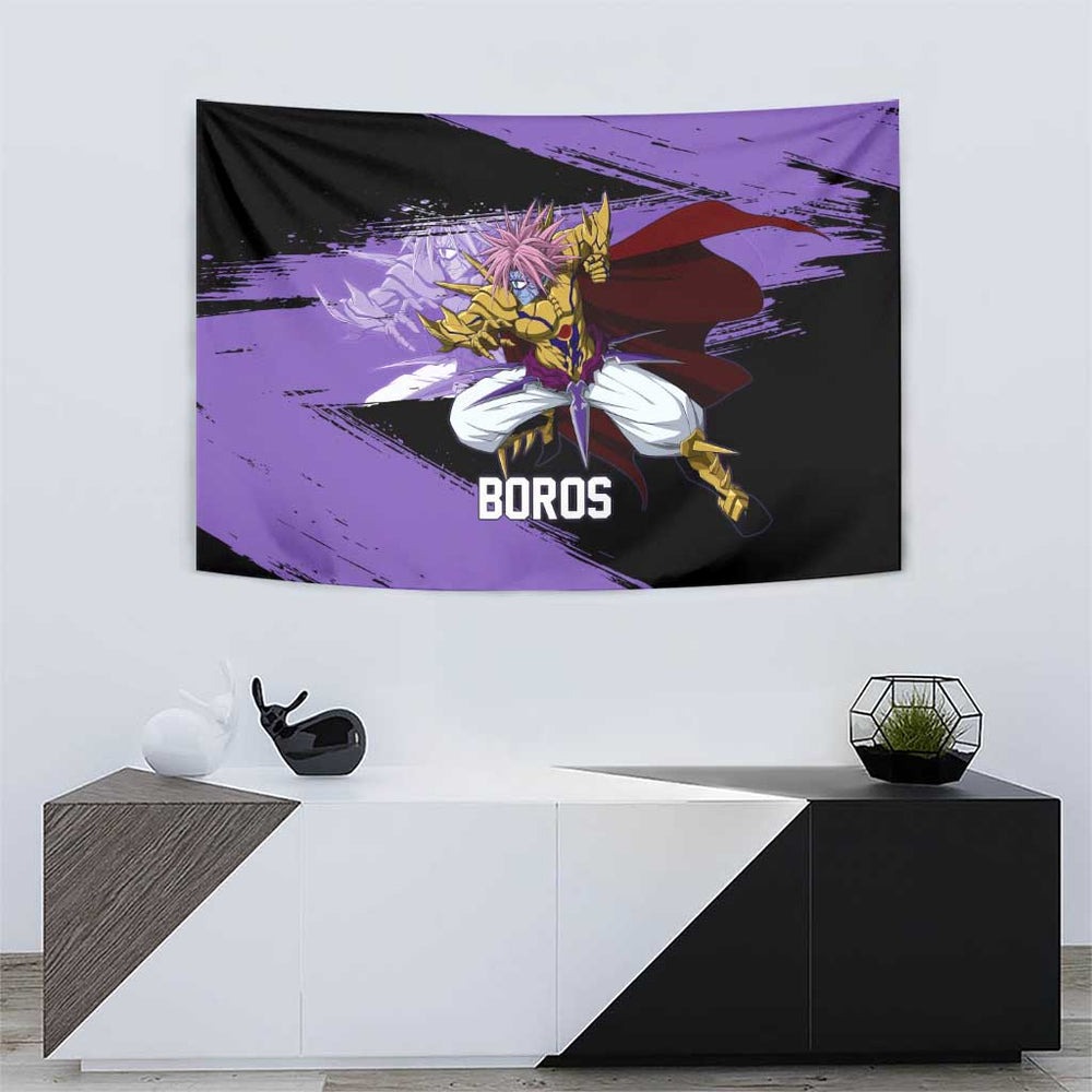 Boros One Punch Man Anime Purple and Black Theme Tumbler With Handle with Galactic Overlord Design and Intense Battle Stance TS04