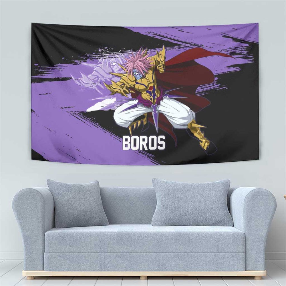 Boros One Punch Man Anime Purple and Black Theme Tumbler With Handle with Galactic Overlord Design and Intense Battle Stance TS04