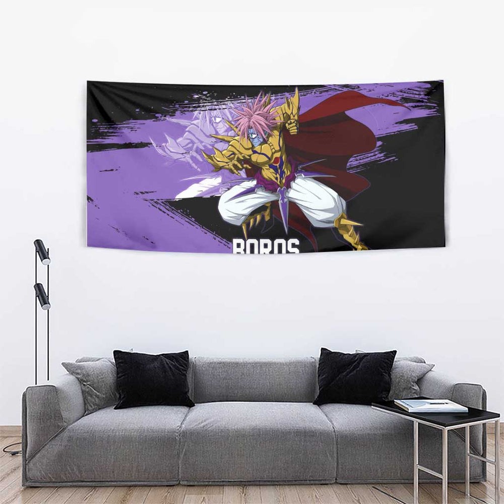 Boros One Punch Man Anime Purple and Black Theme Tumbler With Handle with Galactic Overlord Design and Intense Battle Stance TS04