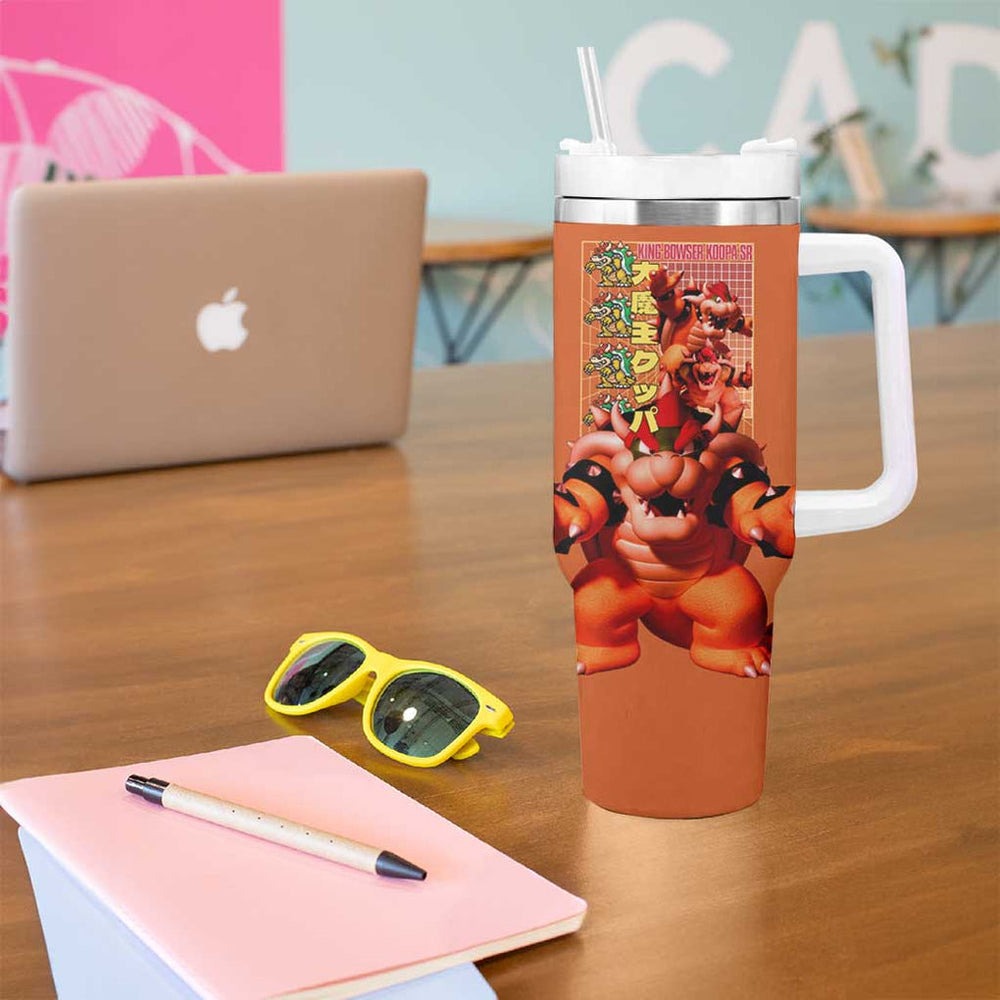 Bowser Mario Bros Tumbler With Handle Anime Style TS04 Bowser Mario Bros Tumbler With Handle Anime Style TS04