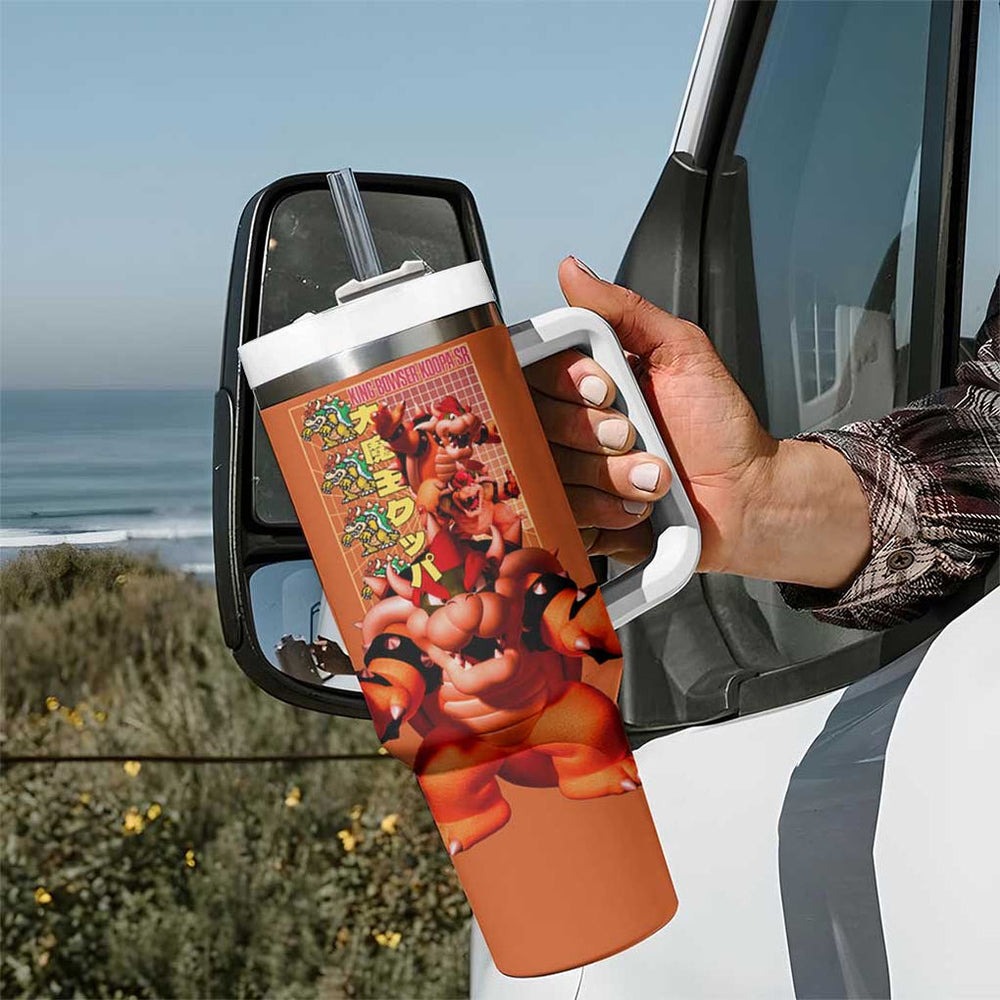 Bowser Mario Bros Tumbler With Handle Anime Style TS04 Bowser Mario Bros Tumbler With Handle Anime Style TS04