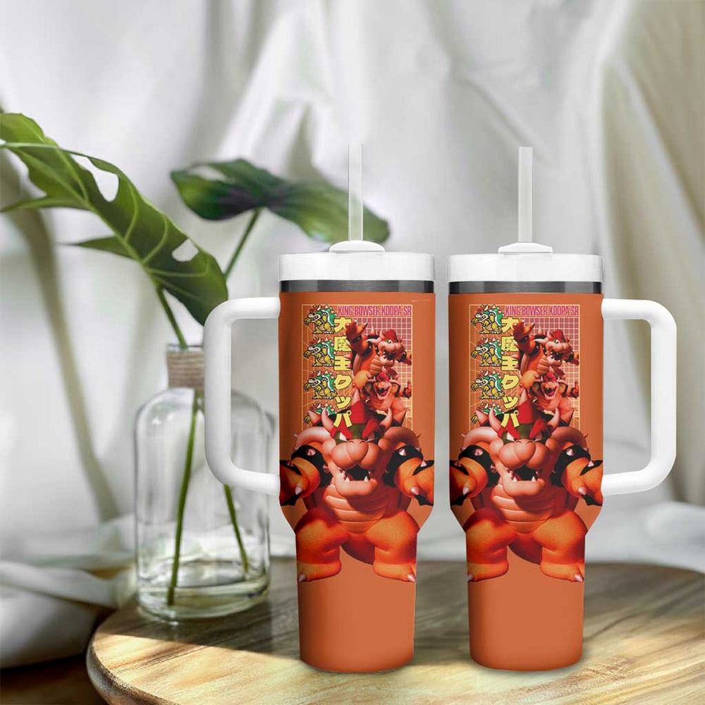 Bowser Mario Bros Tumbler With Handle Anime Style TS04 Bowser Mario Bros Tumbler With Handle Anime Style TS04