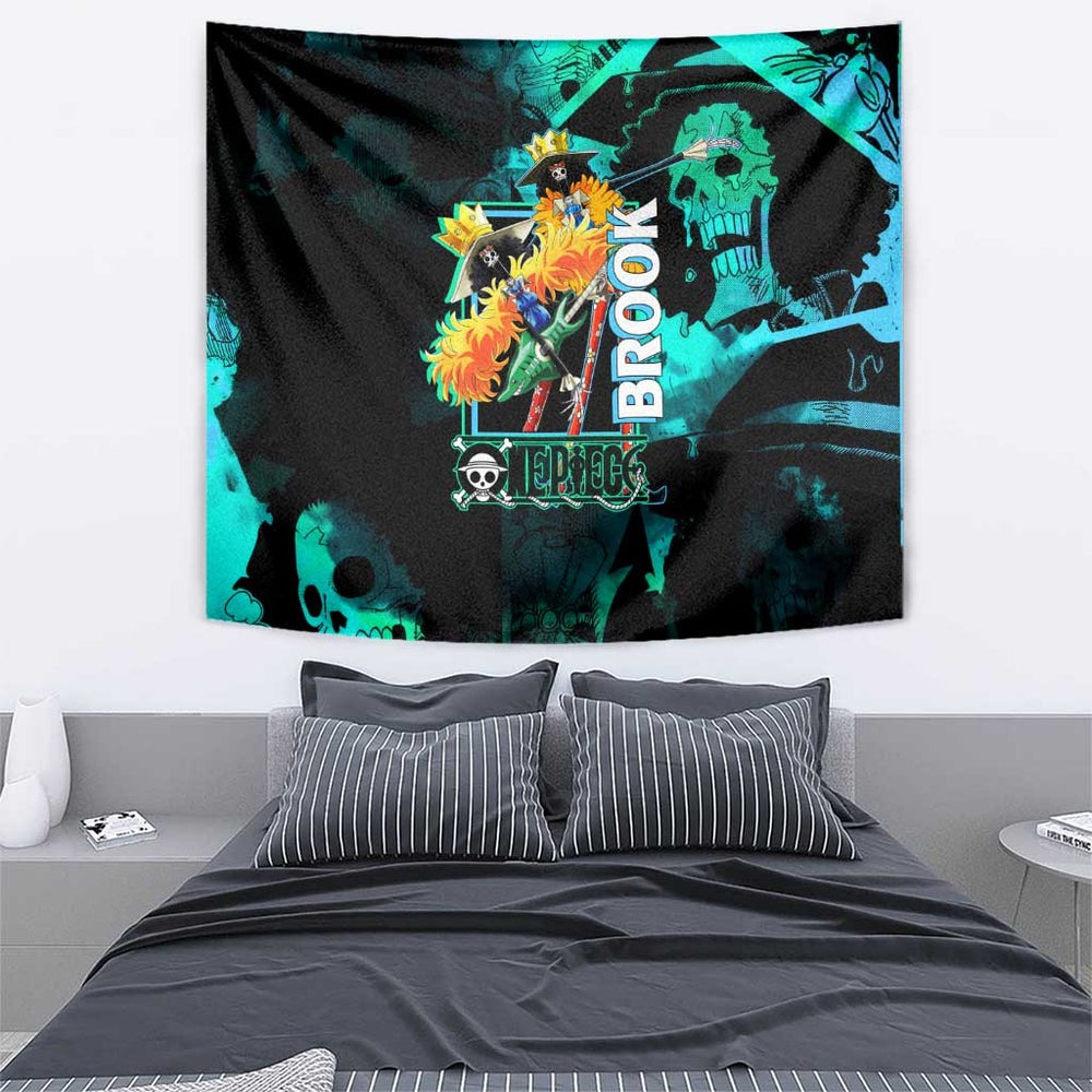 Brook One Piece Green and Black Theme Tumbler With Handle with Soul King Guitar and Skeleton Jolly Roger Design TS04 Brook One Piece Green and Black Theme Tumbler With Handle with Soul King Guitar and Skeleton Jolly Roger Design TS04