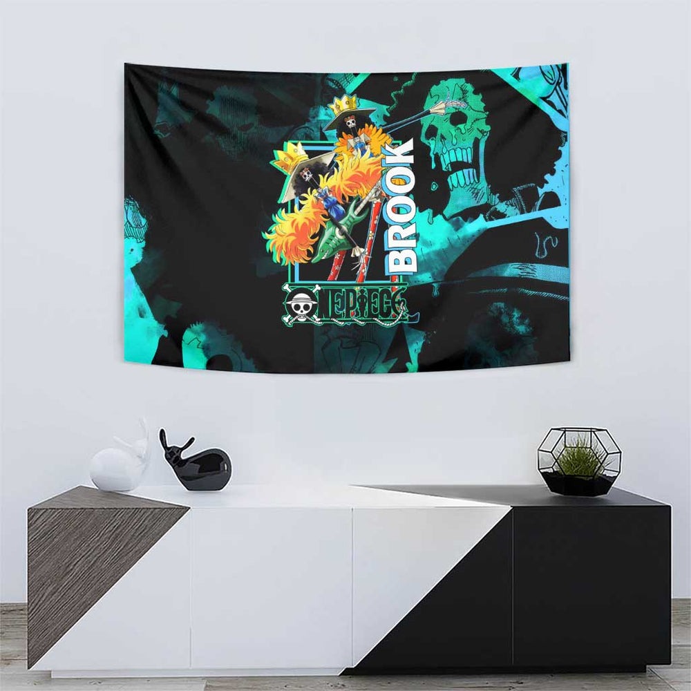 Brook One Piece Green and Black Theme Tumbler With Handle with Soul King Guitar and Skeleton Jolly Roger Design TS04 Brook One Piece Green and Black Theme Tumbler With Handle with Soul King Guitar and Skeleton Jolly Roger Design TS04