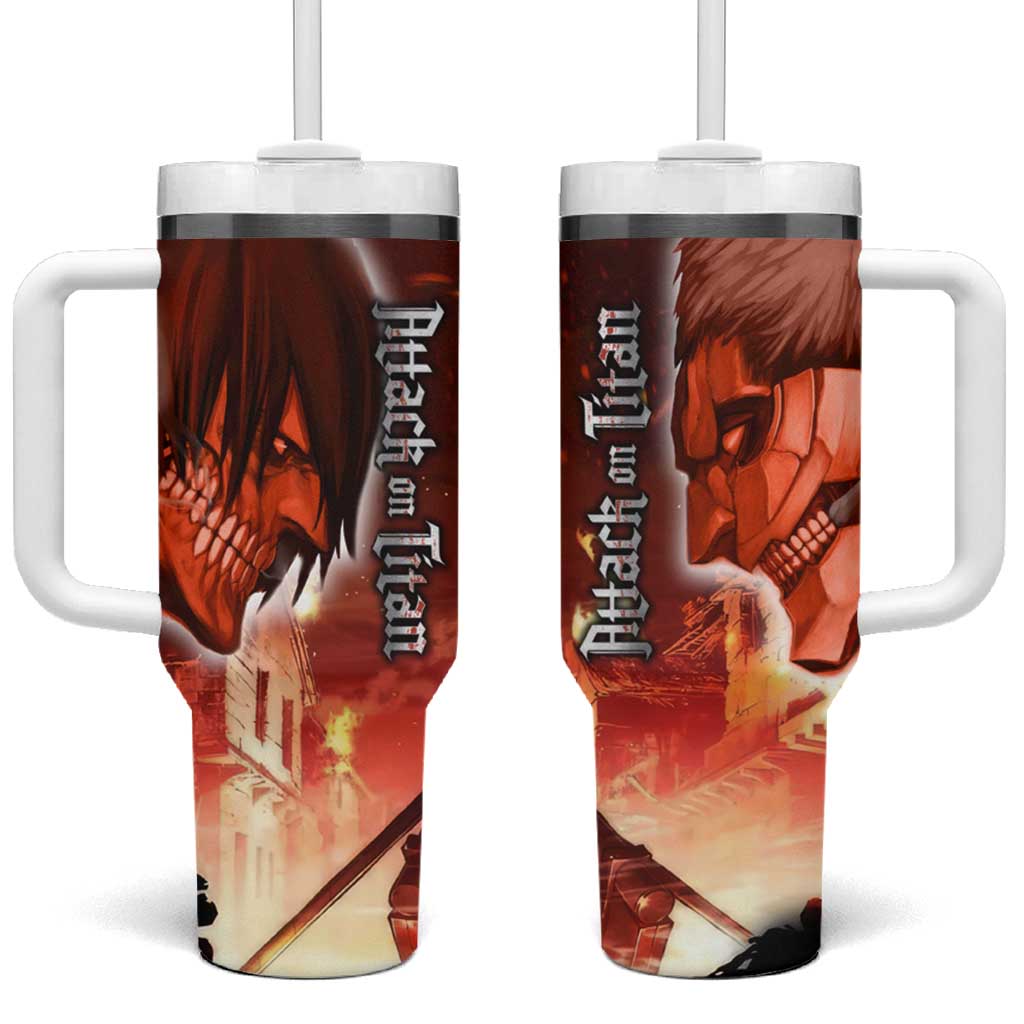 Burning Attack on Titan Tumbler With Handle Anime  Mix Trippy Style TS04