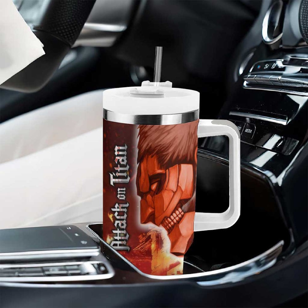 Burning Attack on Titan Tumbler With Handle Anime Mix Trippy Style TS04 Burning Attack on Titan Tumbler With Handle Anime Mix Trippy Style TS04