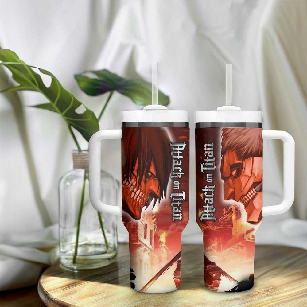 Burning Attack on Titan Tumbler With Handle Anime Mix Trippy Style TS04 Burning Attack on Titan Tumbler With Handle Anime Mix Trippy Style TS04