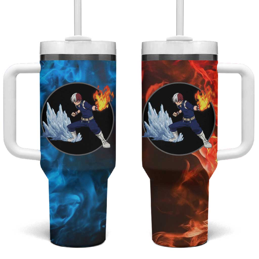 Burning Fire Shoto My Hero Academia Tumbler With Handle Anime Style TS04