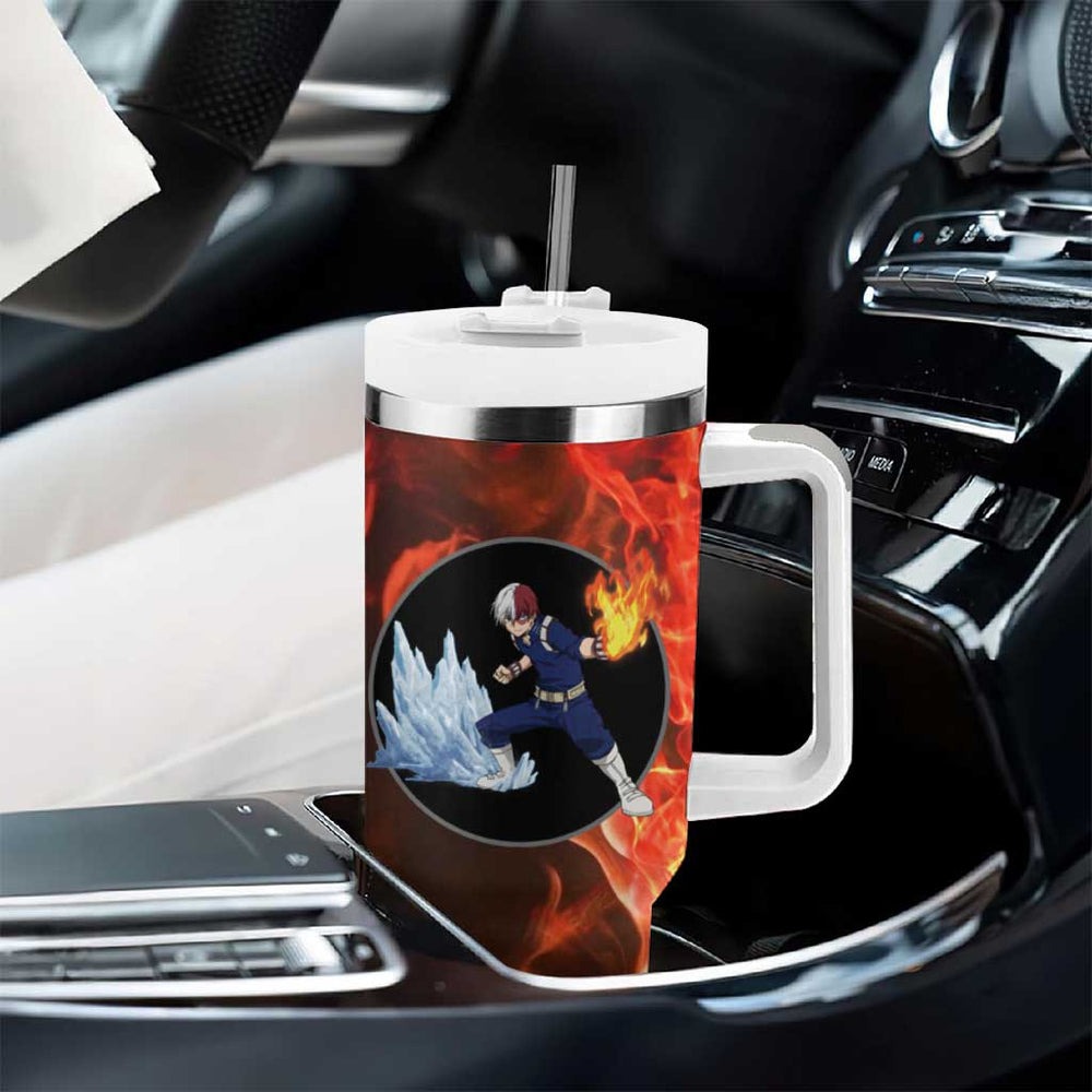 Burning Fire Shoto My Hero Academia Tumbler With Handle Anime Style TS04 Burning Fire Shoto My Hero Academia Tumbler With Handle Anime Style TS04