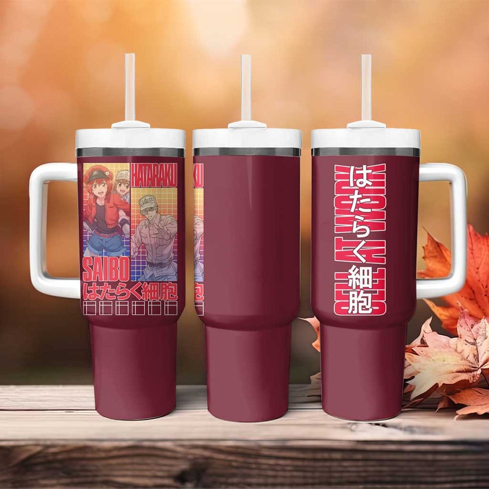 Cells at Work Tumbler With Handle Japan Anime Style TS04 Cells at Work Tumbler With Handle Japan Anime Style TS04