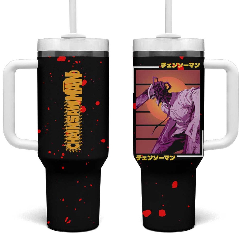 Chainsaw Man Tumbler With Handle Anime Style TS04 Chainsaw Man Tumbler With Handle Anime Style TS04
