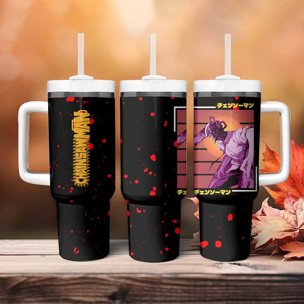 Chainsaw Man Tumbler With Handle Anime Style TS04 Chainsaw Man Tumbler With Handle Anime Style TS04