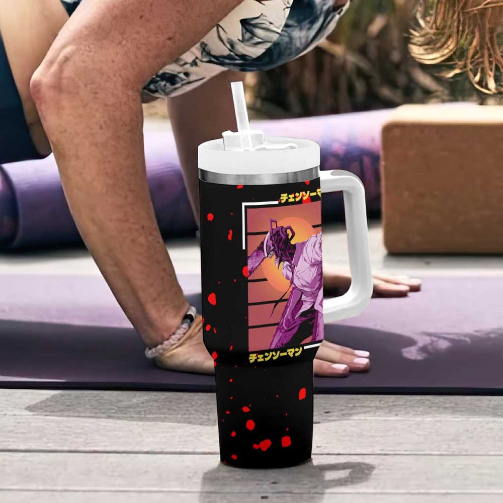 Chainsaw Man Tumbler With Handle Anime Style TS04 Chainsaw Man Tumbler With Handle Anime Style TS04
