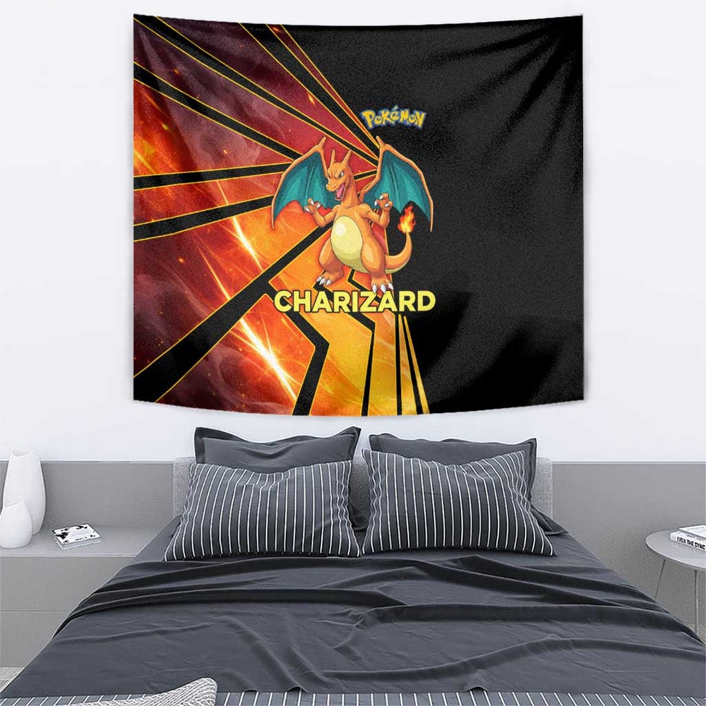 Charizard Poké Tapestry Retro Anime Gaming Style TS04 Charizard Poké Tapestry Retro Anime Gaming Style TS04