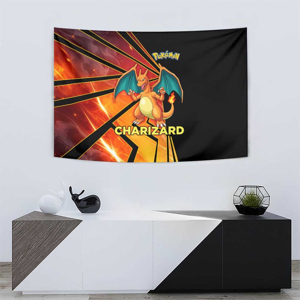 Charizard Poké Tapestry Retro Anime Gaming Style TS04 Charizard Poké Tapestry Retro Anime Gaming Style TS04
