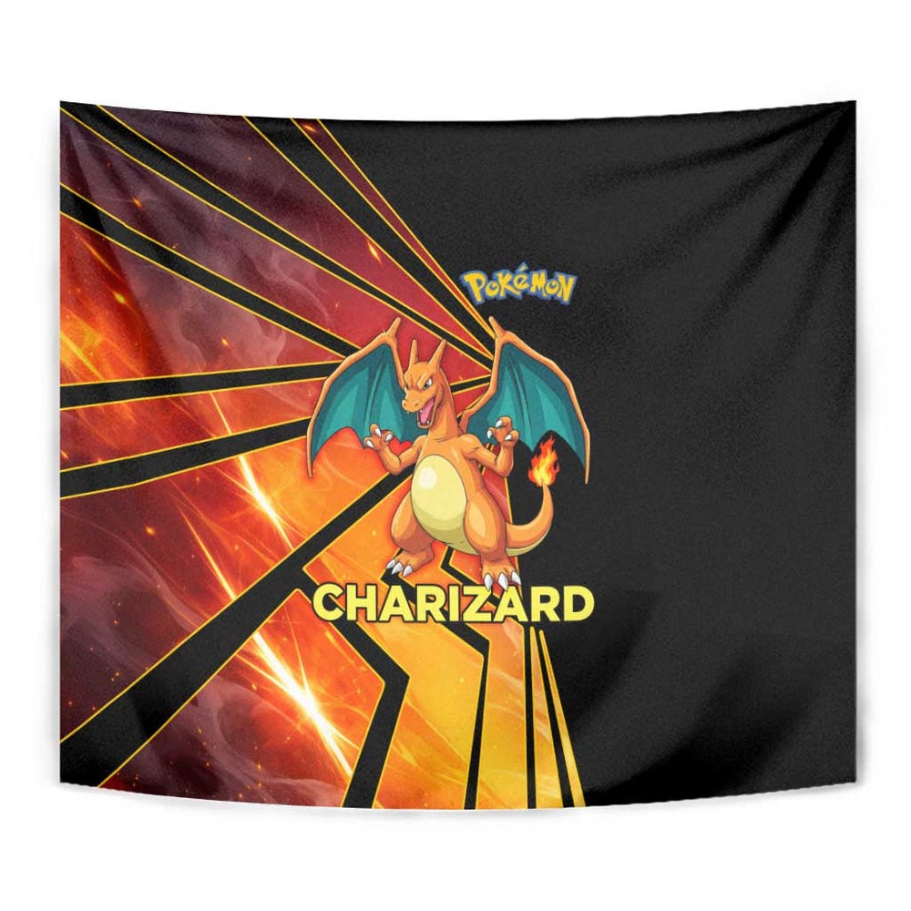Charizard Poké Tapestry Retro Anime Gaming Style TS04 Charizard Poké Tapestry Retro Anime Gaming Style TS04
