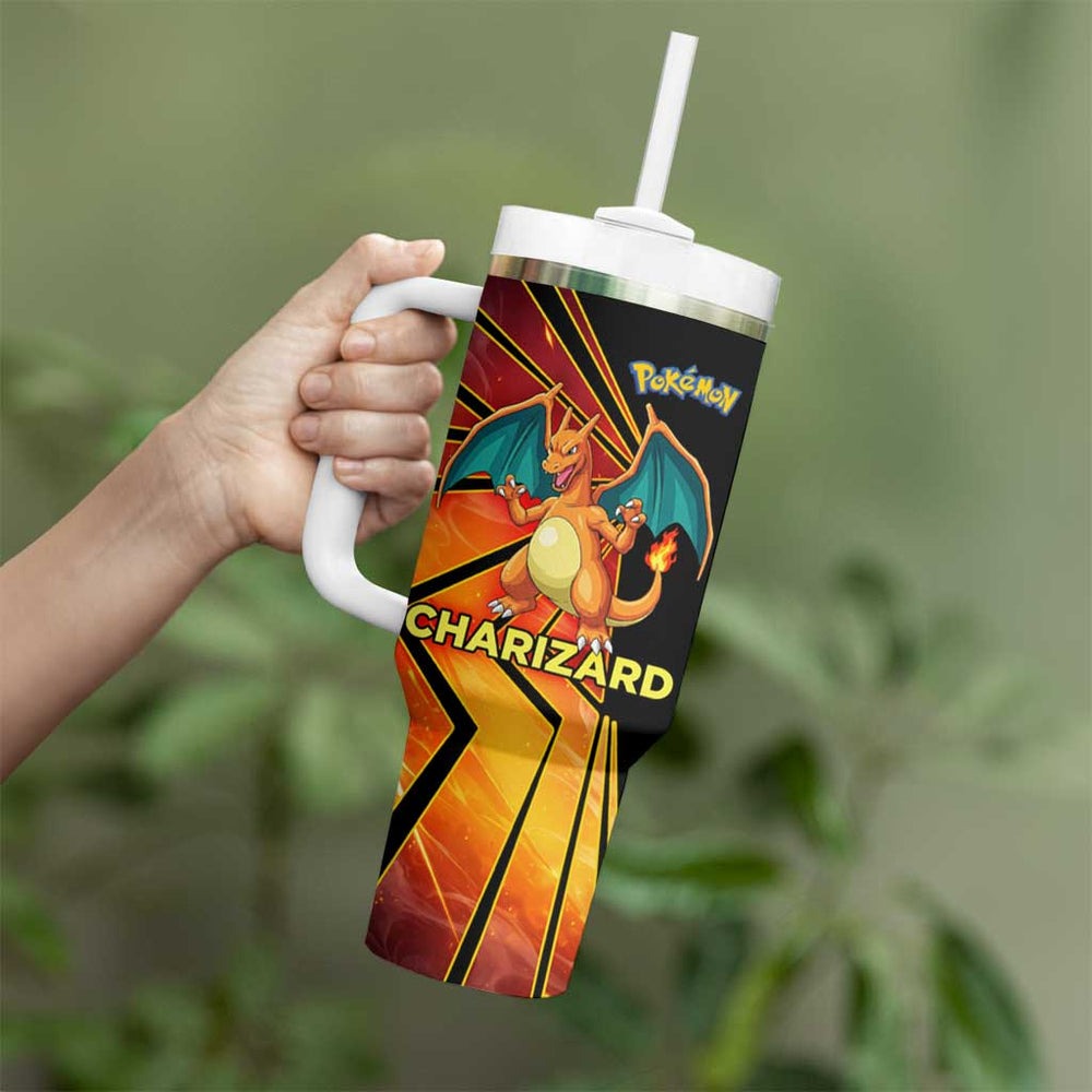 Charizard Poké Tumbler With Handle Retro Anime Gaming Style TS04 Charizard Poké Tumbler With Handle Retro Anime Gaming Style TS04