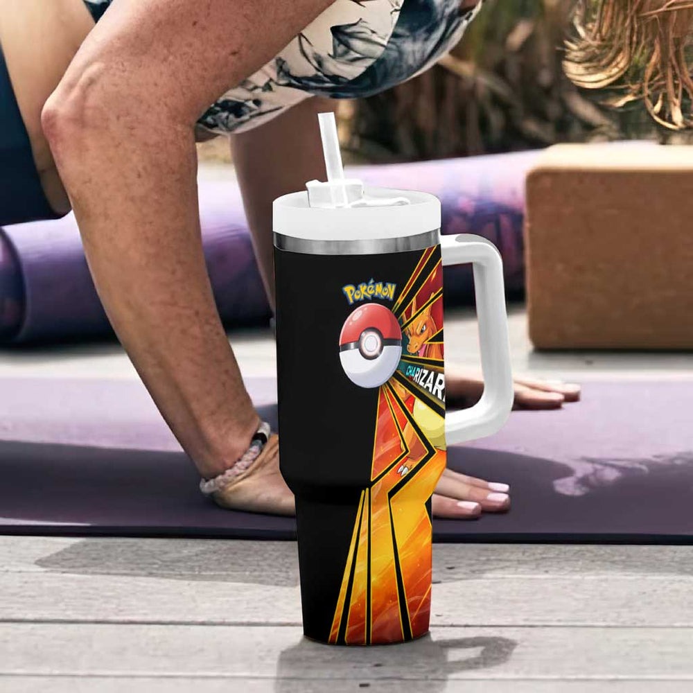 Charizard Poké Tumbler With Handle Retro Anime Gaming Style TS04 Charizard Poké Tumbler With Handle Retro Anime Gaming Style TS04