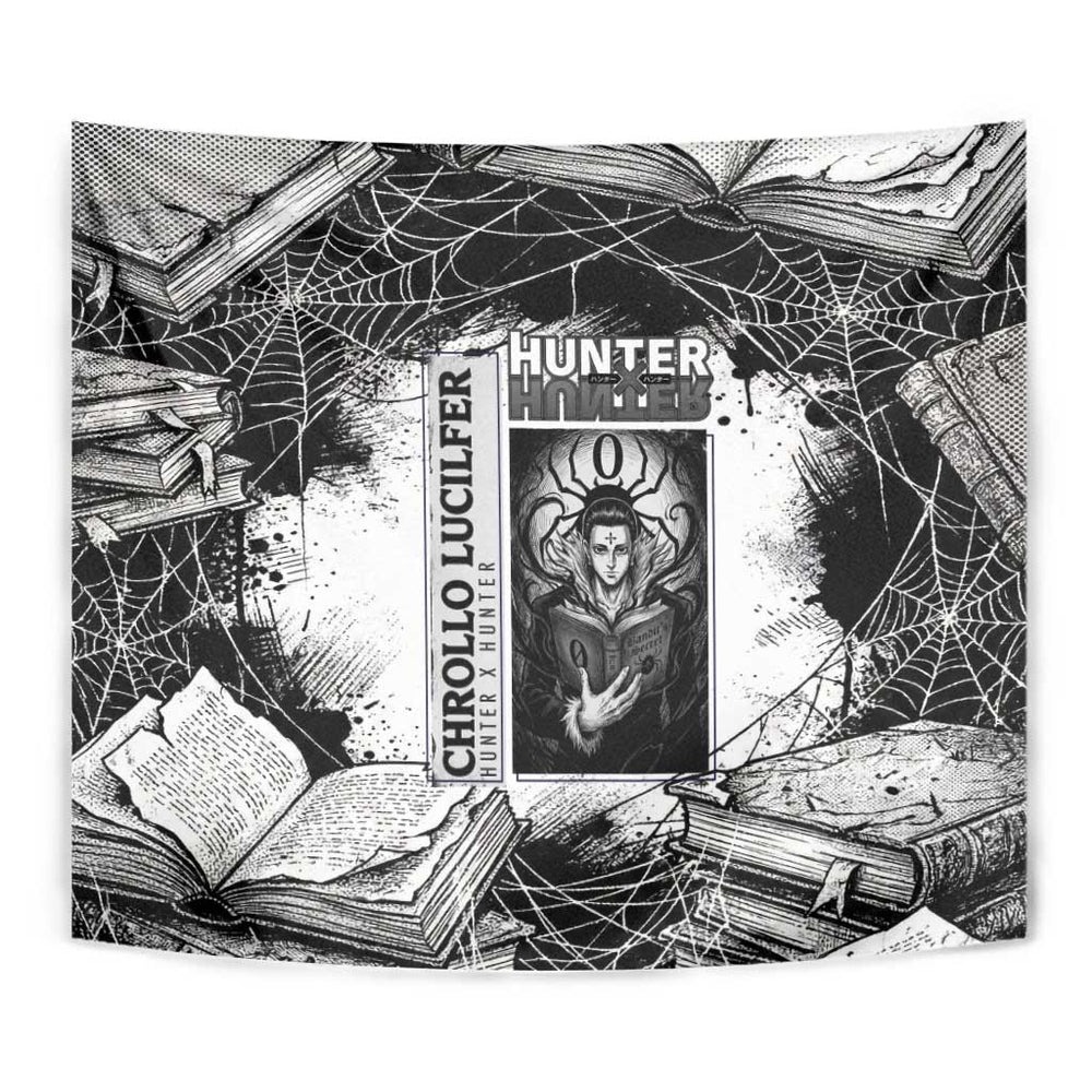 Chrollo Lucilfer Gothic Style Tumbler With Handle with Spider Webs, Grimoire Illustration and Monochrome Design TS04 Chrollo Lucilfer Gothic Style Tumbler With Handle with Spider Webs, Grimoire Illustration and Monochrome Design TS04