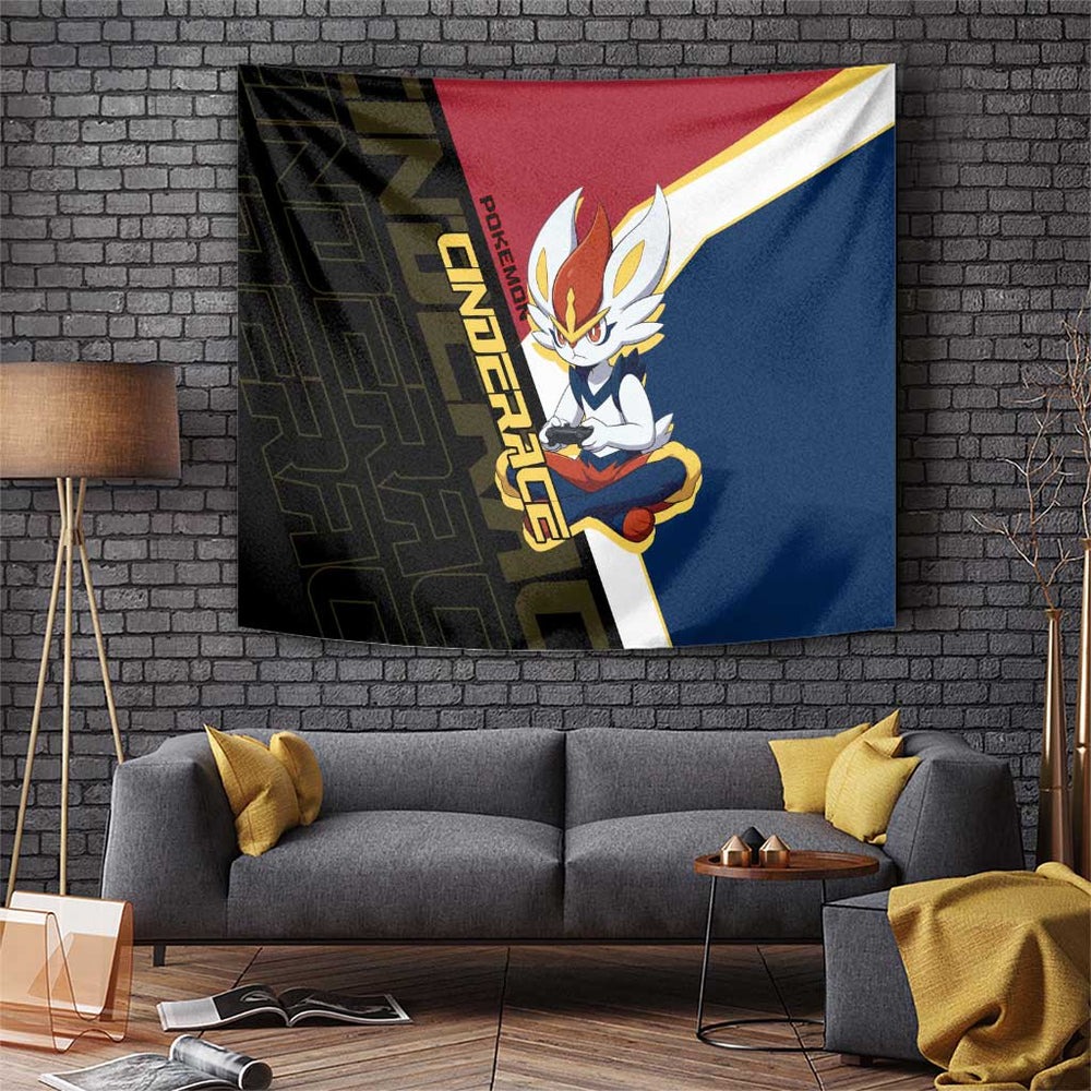 Cinderace Poké Tapestry Dynamic Retro Anime Style TS04 Cinderace Poké Tapestry Dynamic Retro Anime Style TS04