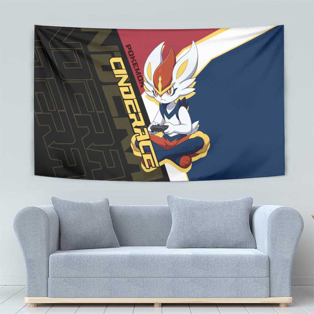Cinderace Poké Tapestry Dynamic Retro Anime Style TS04 Cinderace Poké Tapestry Dynamic Retro Anime Style TS04