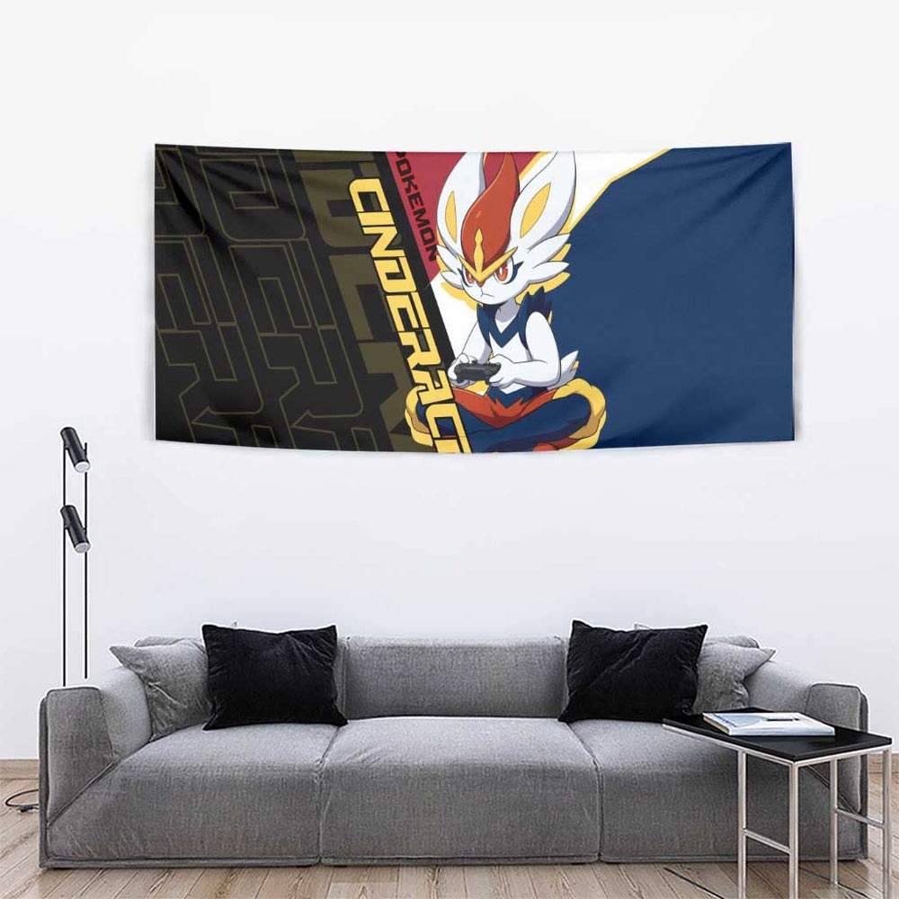 Cinderace Poké Tapestry Dynamic Retro Anime Style TS04 Cinderace Poké Tapestry Dynamic Retro Anime Style TS04