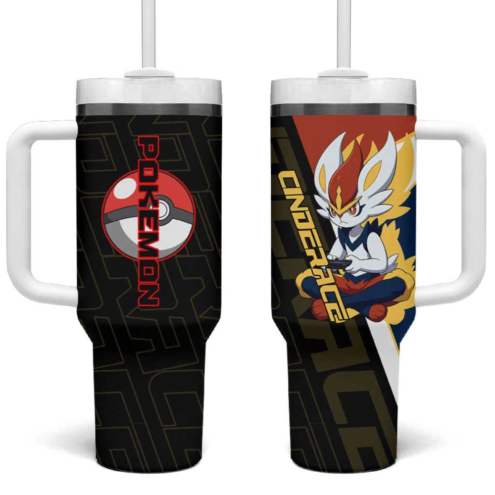 Cinderace Poké Tumbler With Handle Dynamic Retro Anime Style TS04 Cinderace Poké Tumbler With Handle Dynamic Retro Anime Style TS04
