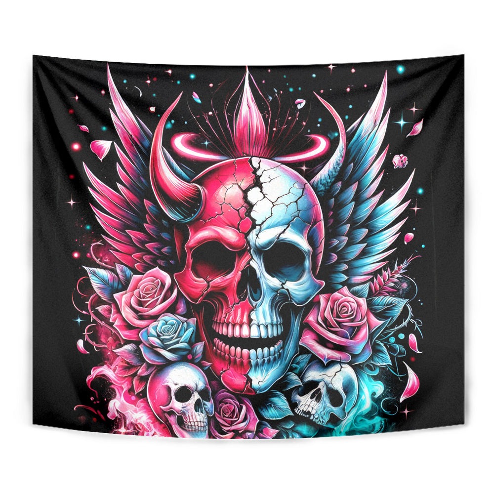 Couple Skull Tapestry She Was And Angel Craving Chaos Demon Seeking Peace DT01 Couple Skull Tapestry She Was And Angel Craving Chaos Demon Seeking Peace DT01