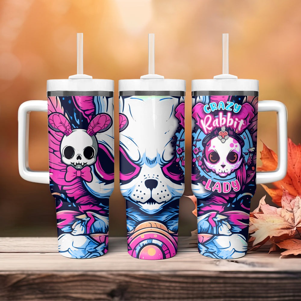 Crazy Rabbit Lady Tumbler With Handle TS04 Crazy Rabbit Lady Tumbler With Handle TS04