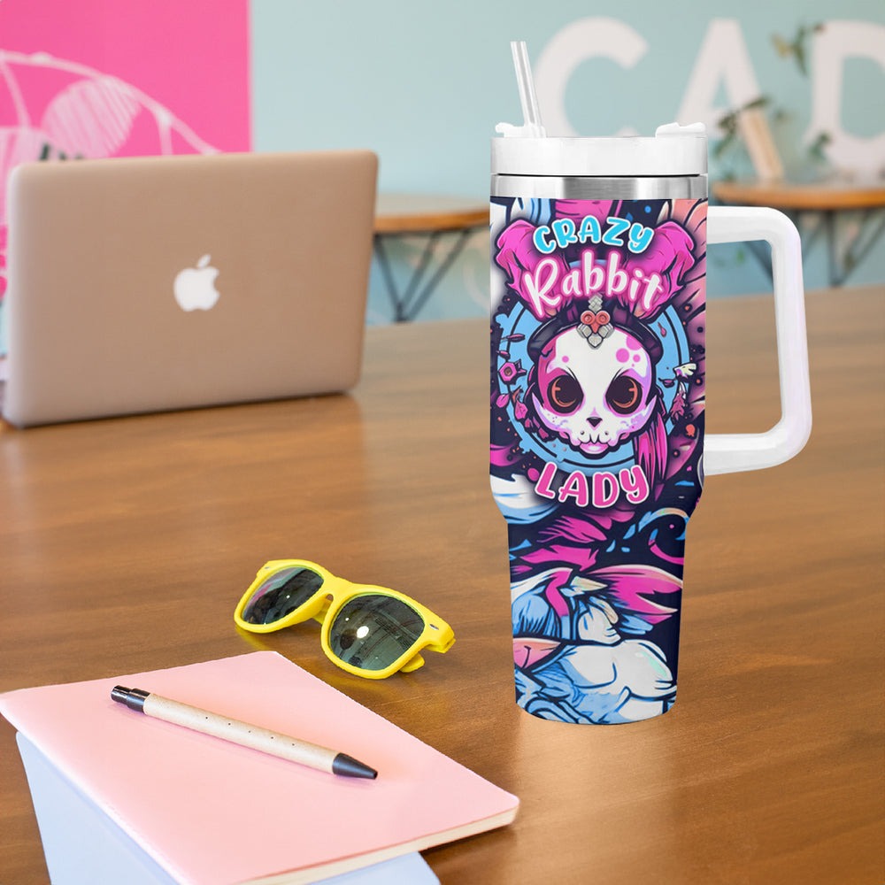 Crazy Rabbit Lady Tumbler With Handle TS04 Crazy Rabbit Lady Tumbler With Handle TS04